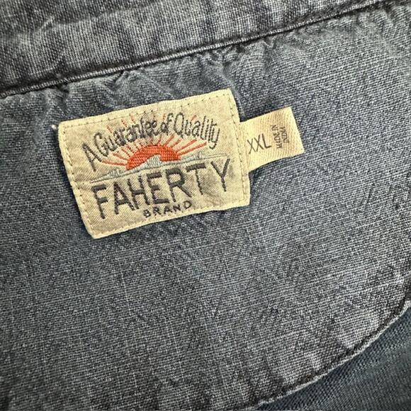 Faherty Short Sleeve Polo Shirt Size: XXL Color: Dark Indigo Wash - Picture 7 of 9